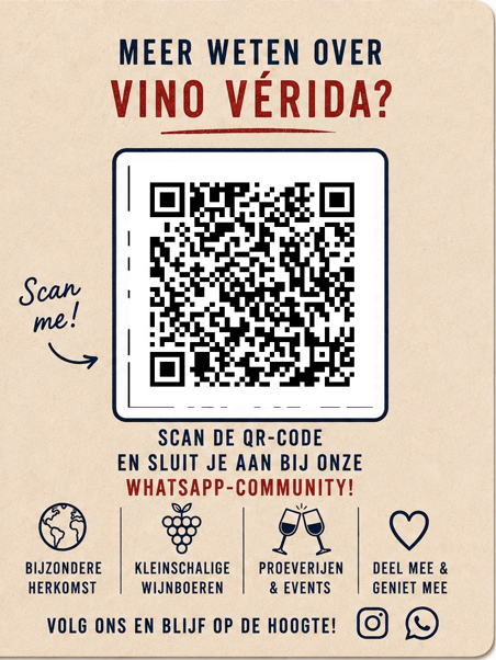 QR-code om je aan te sluiten bij de WhatsApp-community van Vino Vérida
